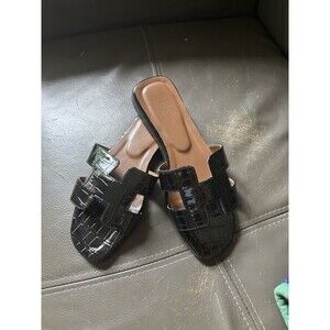 Summer Slip on Sandals  Black 6